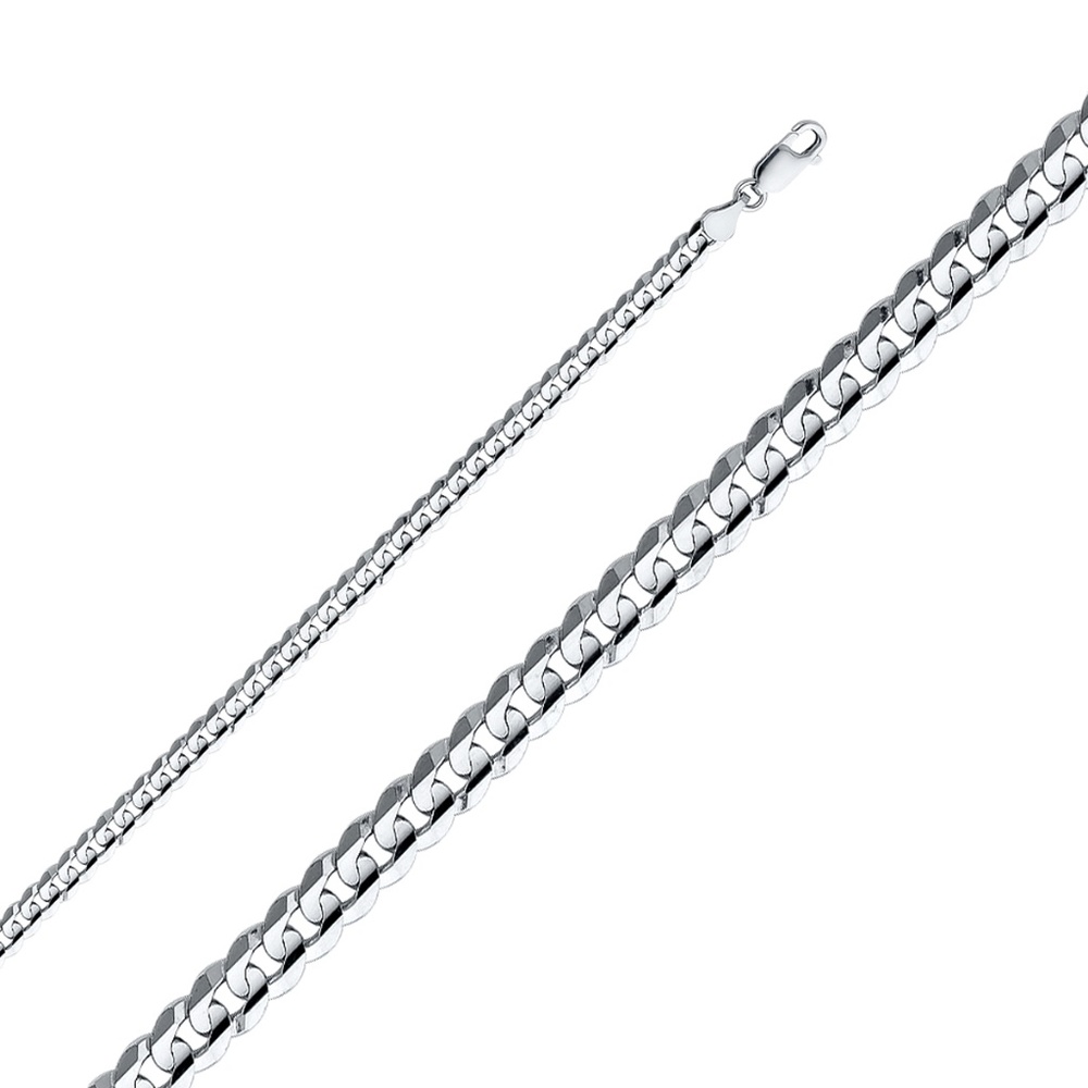 14K White 4.8mm Cuban Concave bracelet - 7.5"